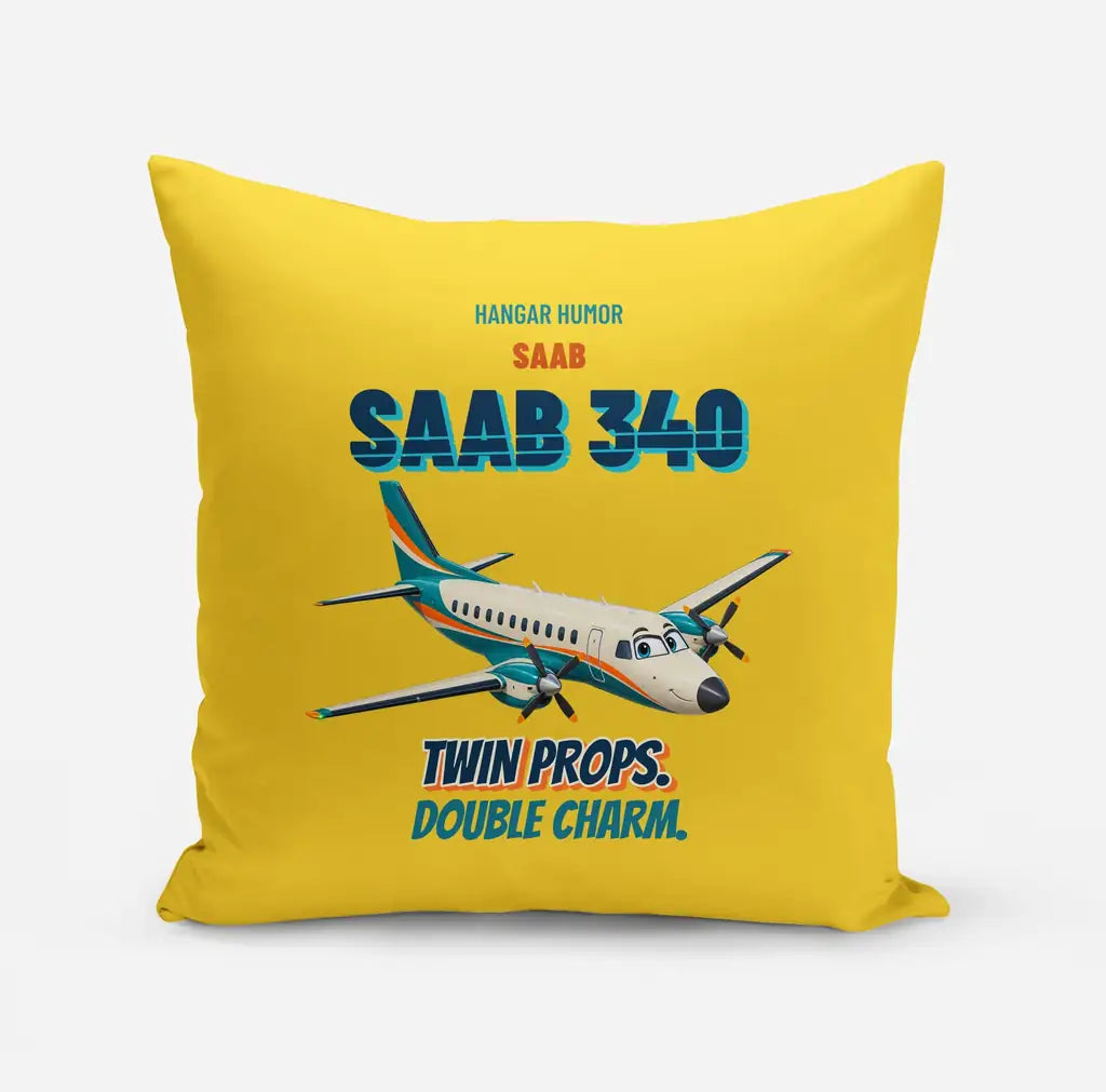Saab 340B - Twin props. Double charm. design on yellow pillow