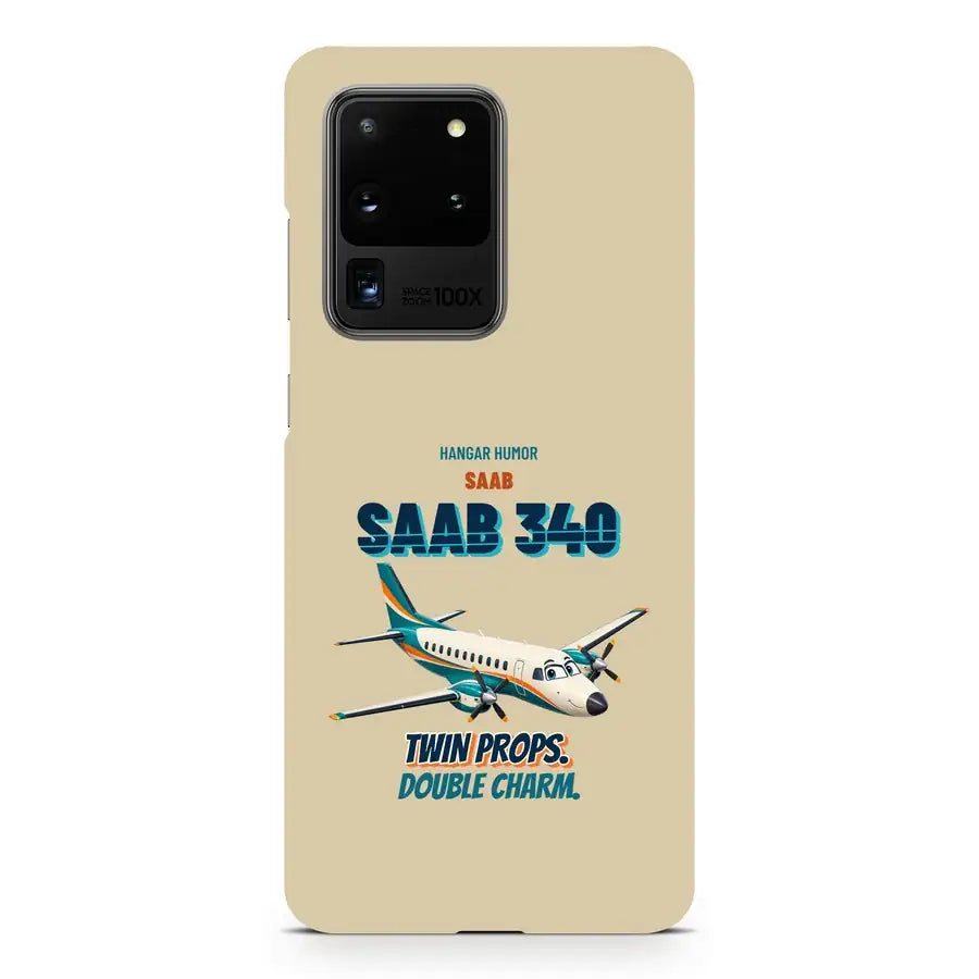 Saab 340B - Twin props. Double charm. design on beige samsung case