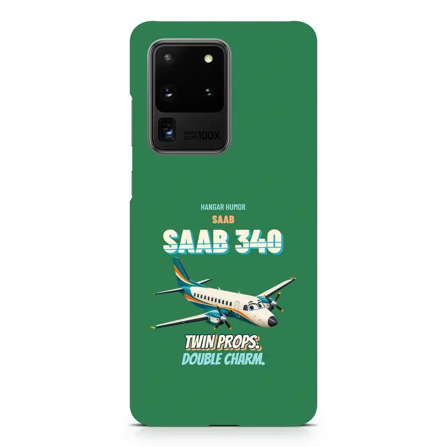 Saab 340B - Twin props. Double charm. design on green samsung case