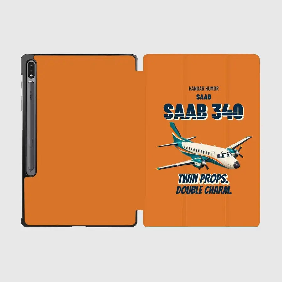 Saab 340B - Twin props. Double charm. design on orange samsung tablet tablet case