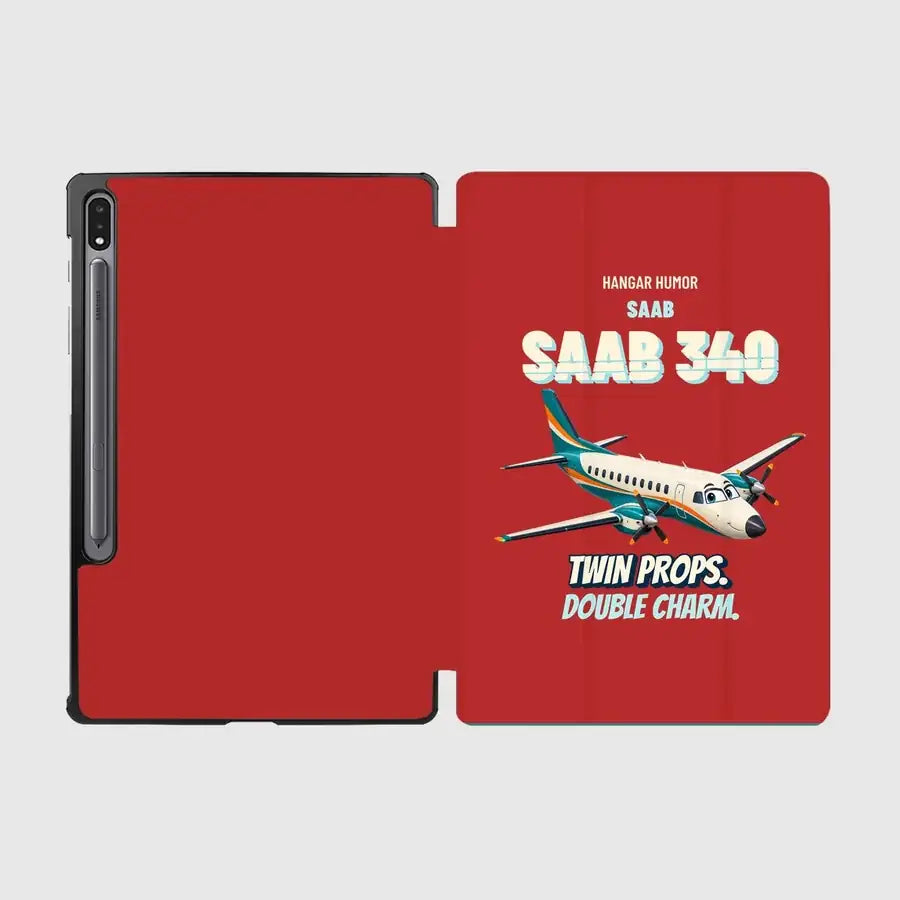 Saab 340B - Twin props. Double charm. design on red samsung tablet tablet case