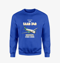Thumbnail for Saab 340B - Twin props. Double charm. design on blue sweatshirt