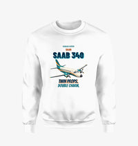 Thumbnail for Saab 340B - Twin props. Double charm. design on white sweatshirt