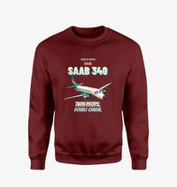 Thumbnail for Saab 340B - Twin props. Double charm. design on wine red sweatshirt