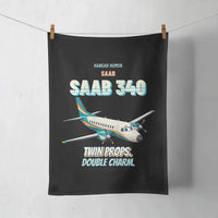 Thumbnail for Saab 340B - Twin props. Double charm. design on black towel