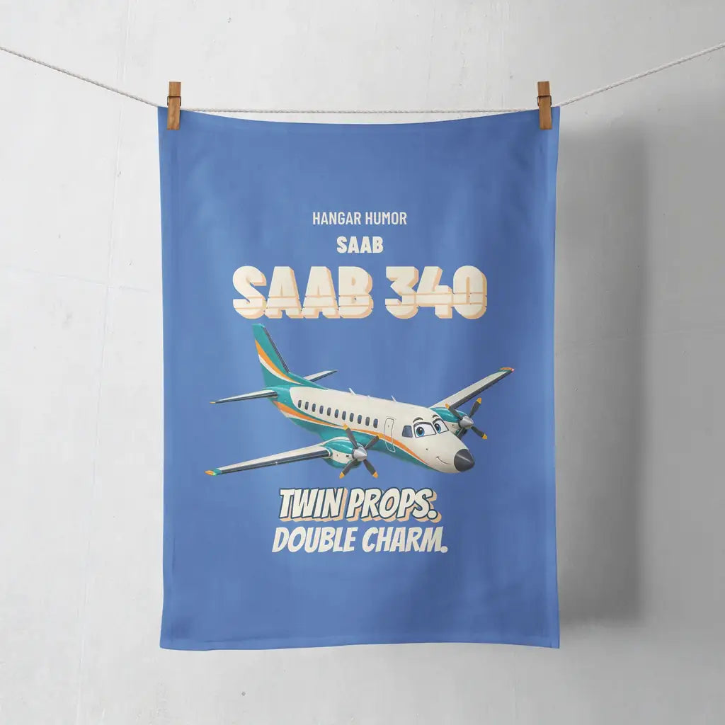 Saab 340B - Twin props. Double charm. design on blue towel