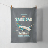 Thumbnail for Saab 340B - Twin props. Double charm. design on gray towel