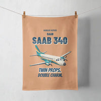 Thumbnail for Saab 340B - Twin props. Double charm. design on orange towel
