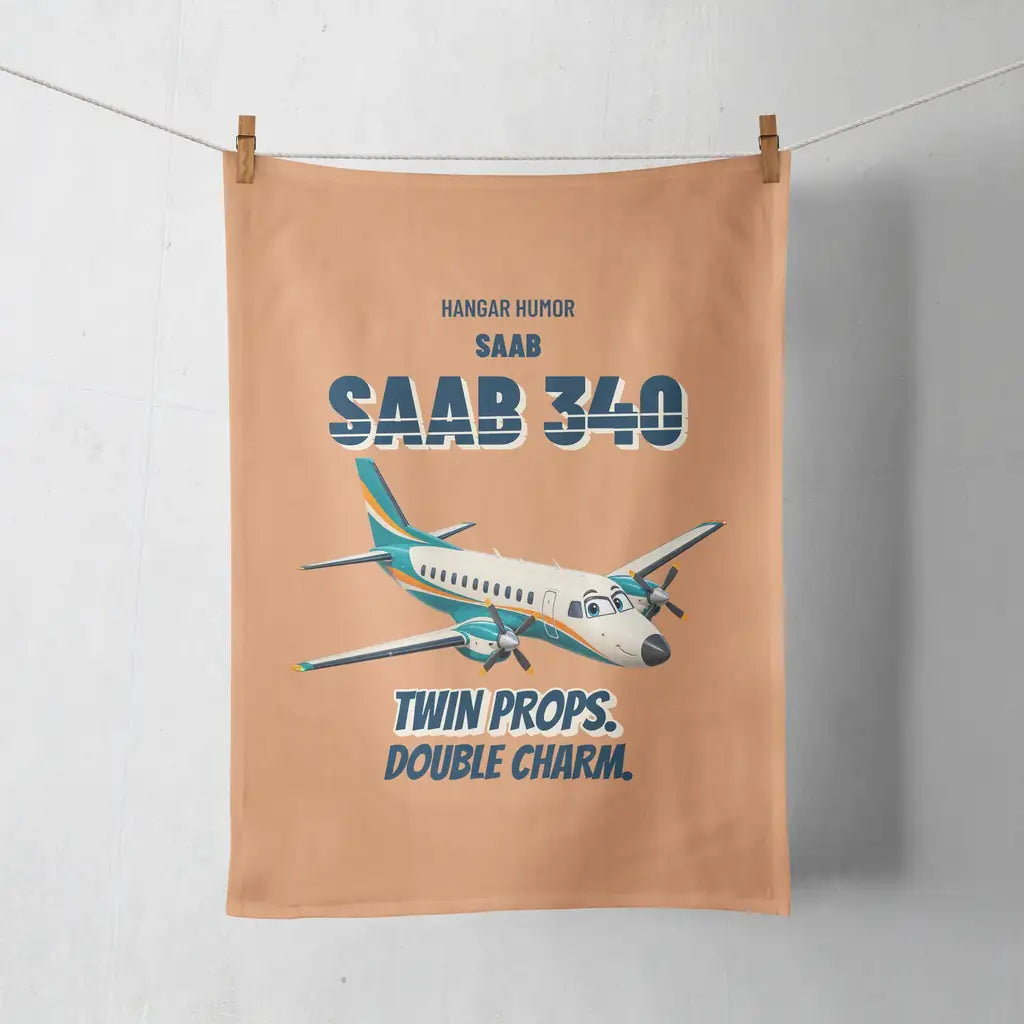 Saab 340B - Twin props. Double charm. design on orange towel