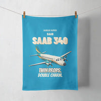 Thumbnail for Saab 340B - Twin props. Double charm. design on turquoise towel