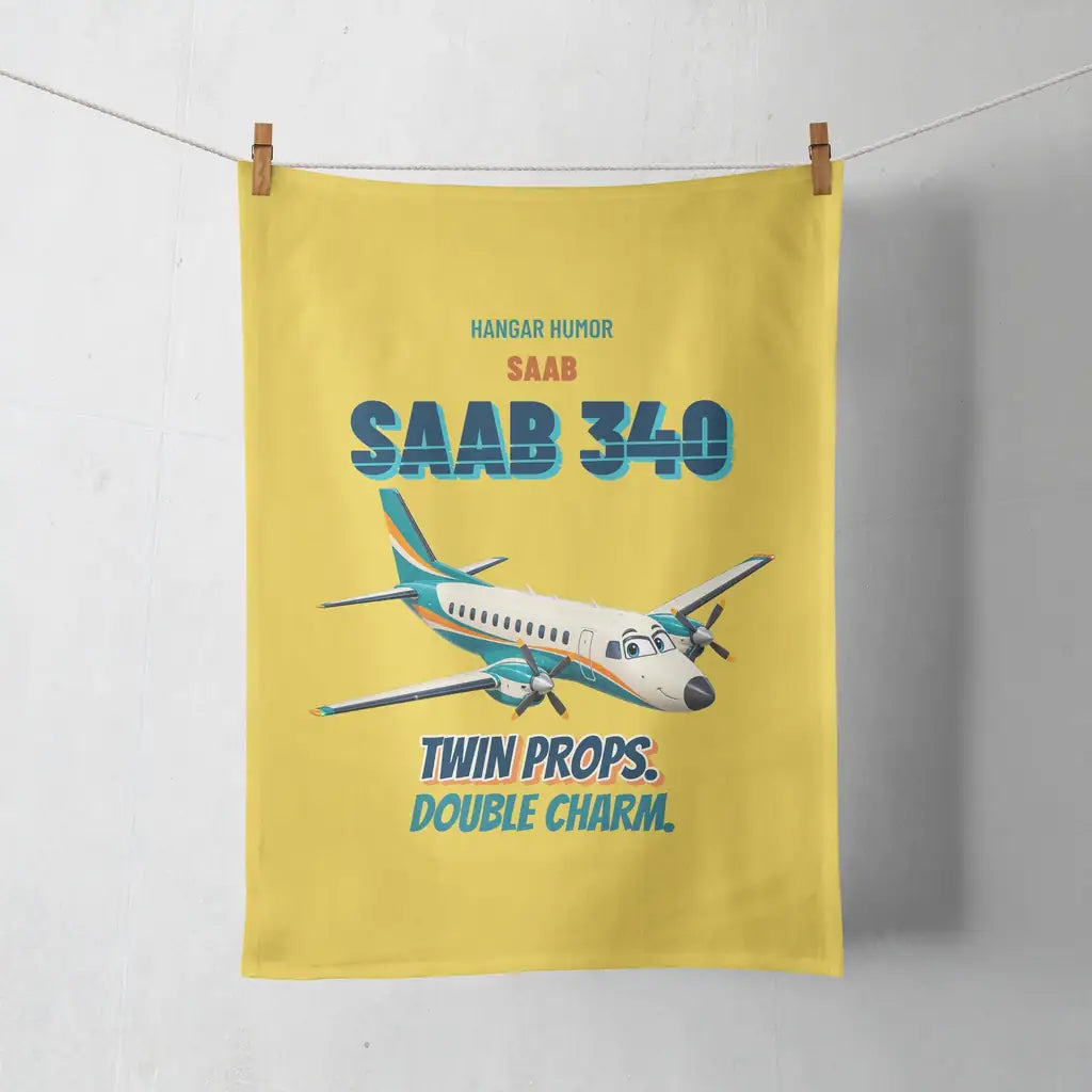Saab 340B - Twin props. Double charm. design on yellow towel