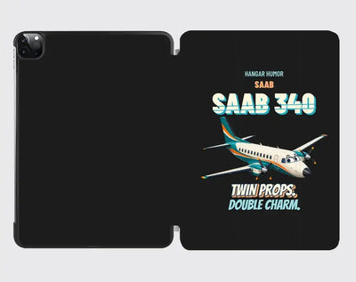 Saab 340B - Twin props. Double charm. design on black ipad tablet case