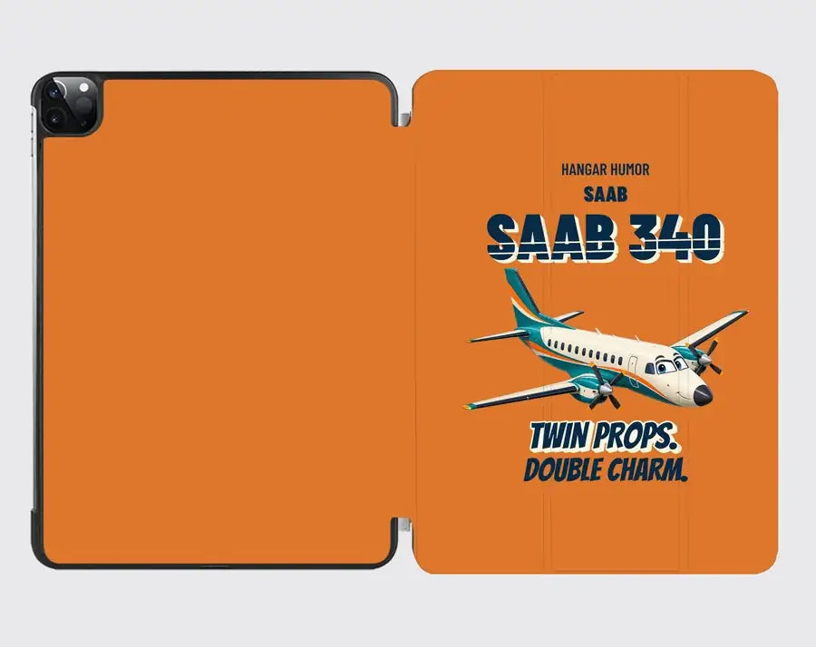 Saab 340B - Twin props. Double charm. design on orange ipad tablet case