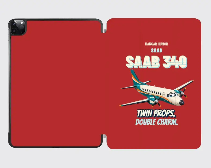 Saab 340B - Twin props. Double charm. design on red ipad tablet case
