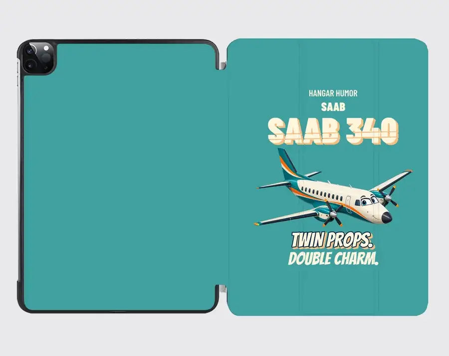 Saab 340B - Twin props. Double charm. design on turquoise ipad tablet case