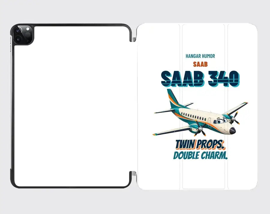 Saab 340B - Twin props. Double charm. design on white ipad tablet case