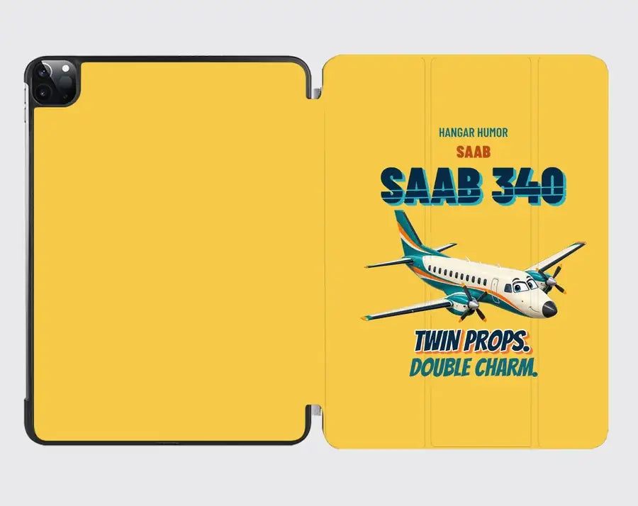 Saab 340B - Twin props. Double charm. design on yellow ipad tablet case
