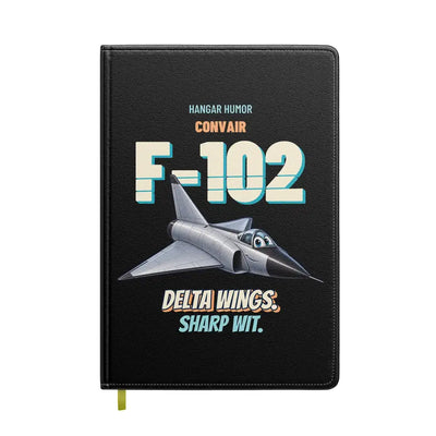 Convair F-102A Delta Dagger - Delta wings. Sharp wit. design on black notebook