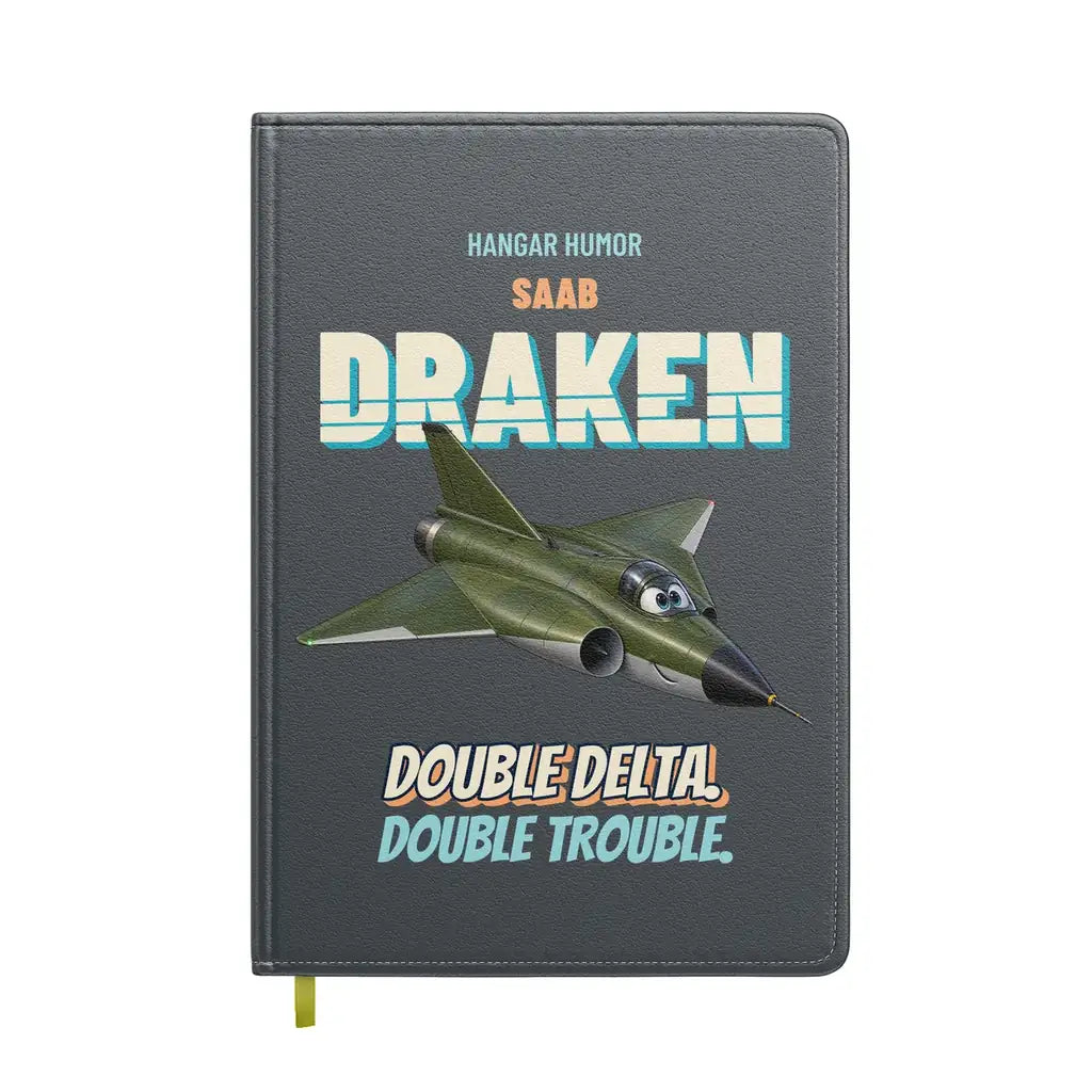 Saab 35 Draken - Double delta. Double trouble. design on gray notebook