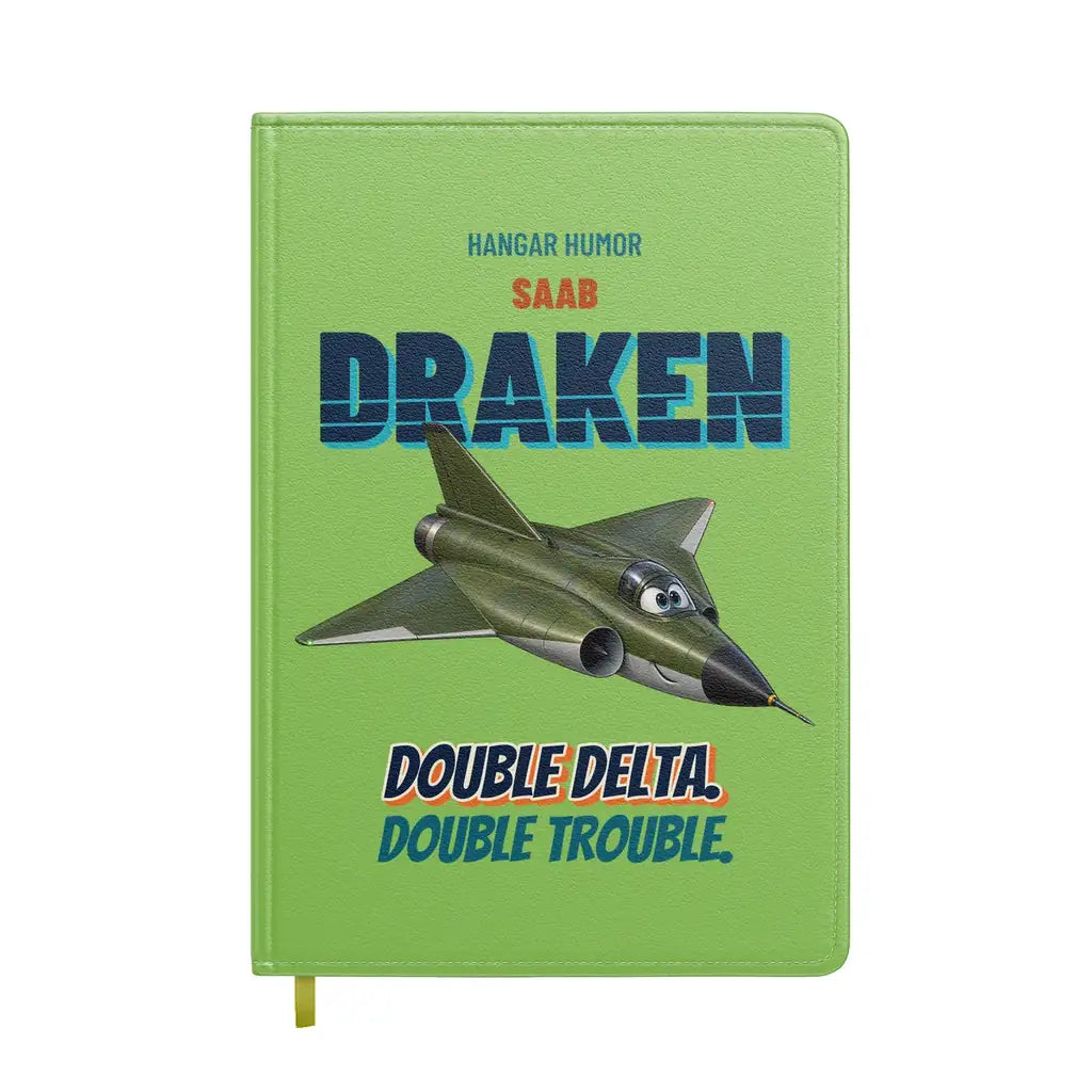 Saab 35 Draken - Double delta. Double trouble. design on light green notebook