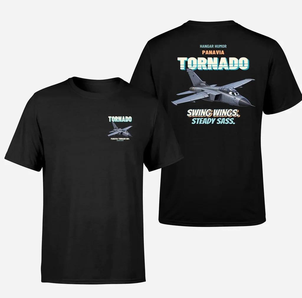 Panavia Tornado GR4 - Swing wings. Steady sass. - Double-Side T-Shirt design on black double side t shirt