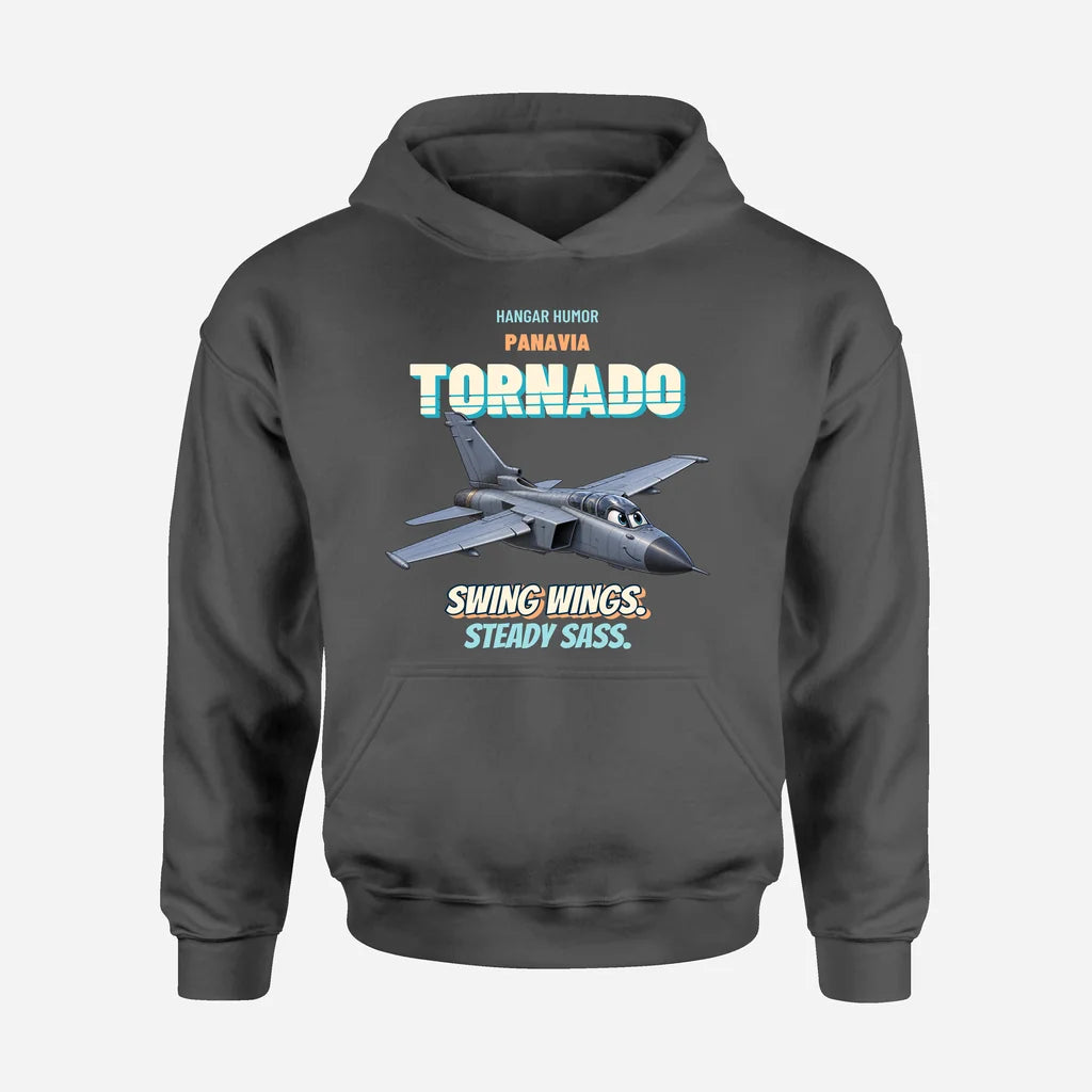 Panavia Tornado GR4 - Swing wings. Steady sass. design on dark gray hoodie single side