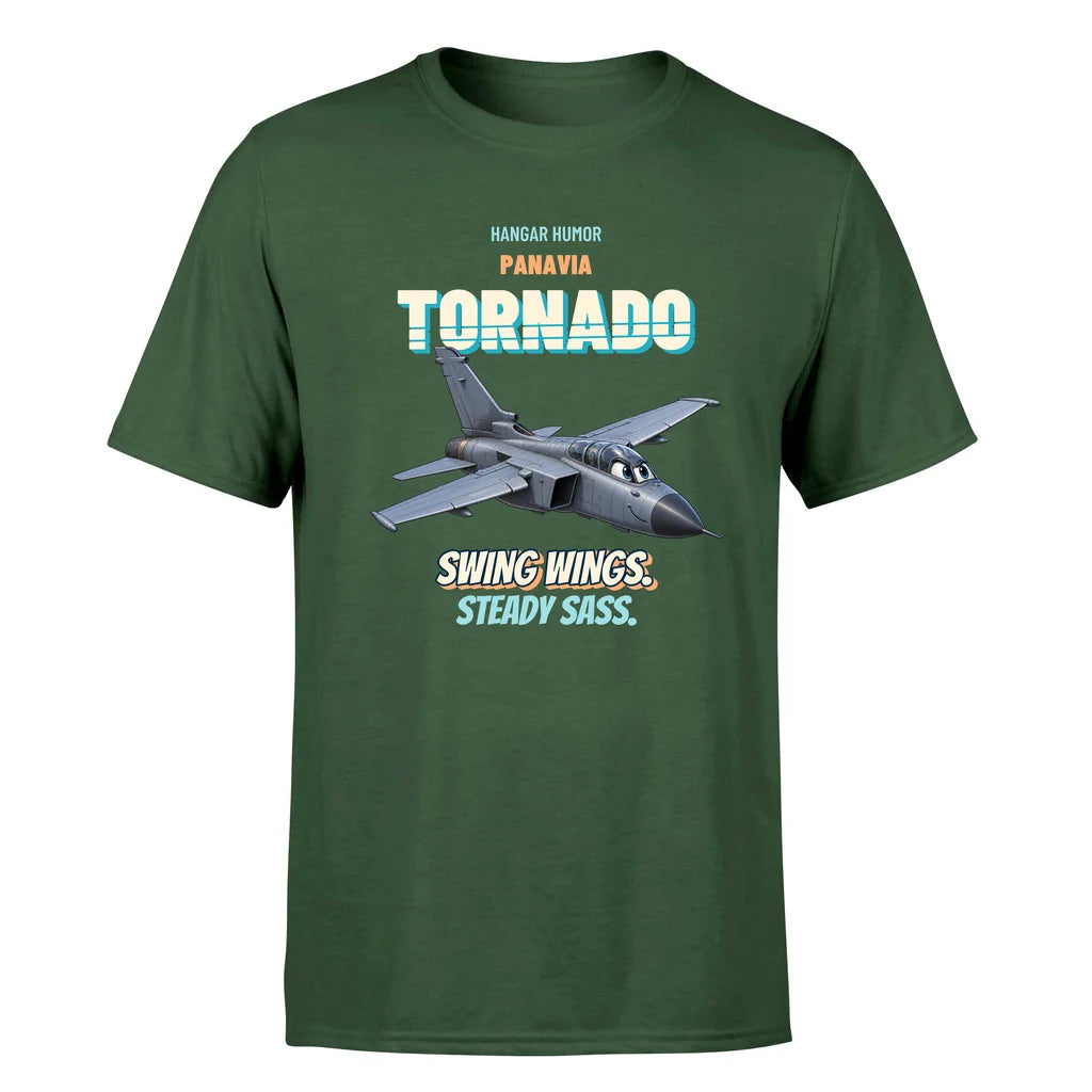 Panavia Tornado GR4 - Swing wings. Steady sass. - Premium T-Shirt design on darkgreen premium t shirt