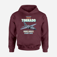 Thumbnail for Panavia Tornado GR4 - Swing wings. Steady sass. design on dark red hoodie single side