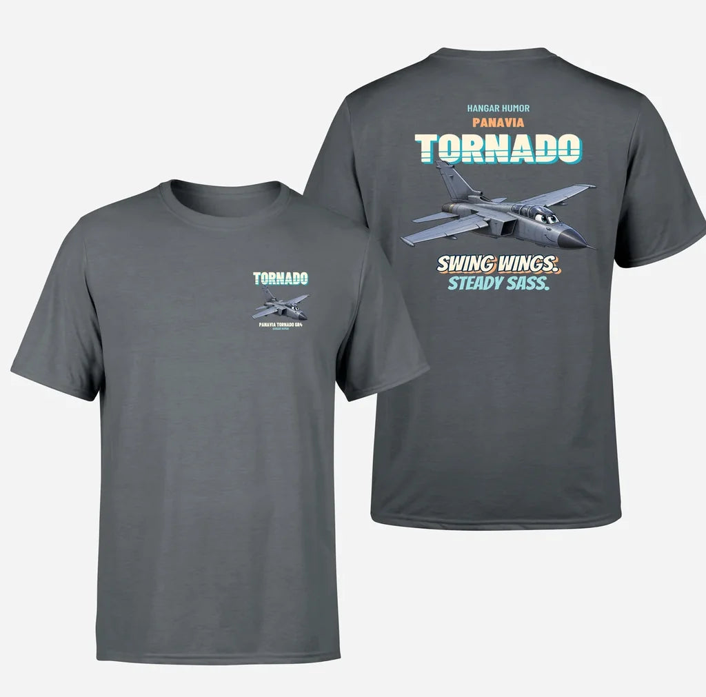 Panavia Tornado GR4 - Swing wings. Steady sass. - Double-Side T-Shirt design on gray double side t shirt