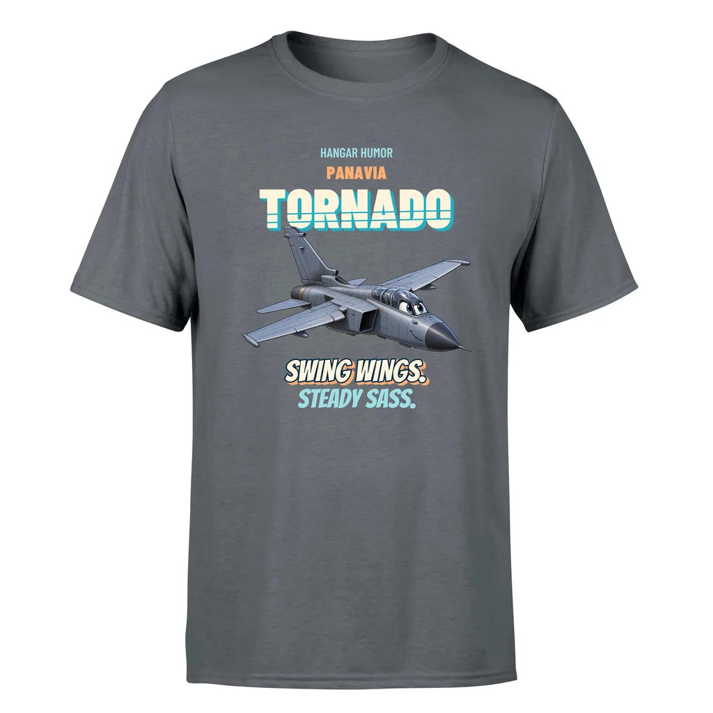 Panavia Tornado GR4 - Swing wings. Steady sass. - Premium T-Shirt design on gray premium t shirt