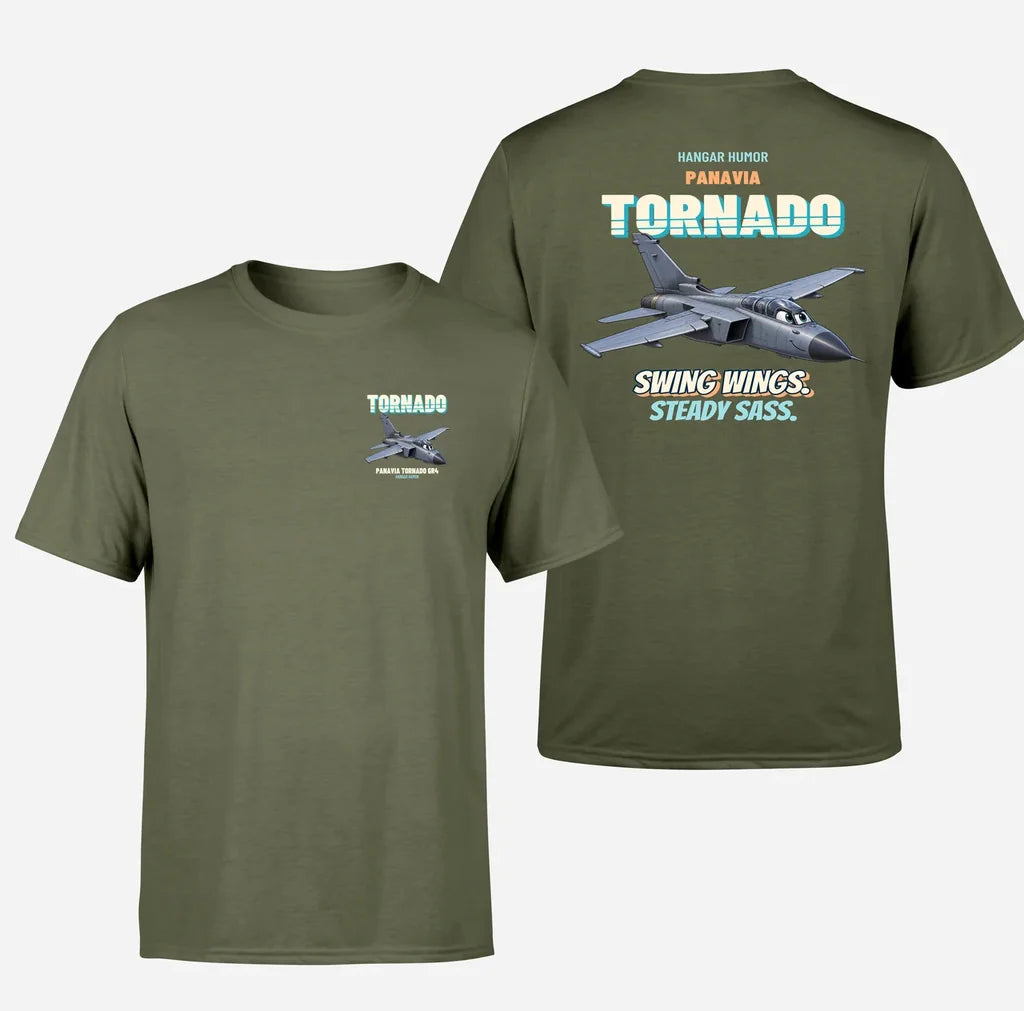 Panavia Tornado GR4 - Swing wings. Steady sass. - Double-Side T-Shirt design on greenarmy double side t shirt