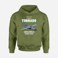 Thumbnail for Panavia Tornado GR4 - Swing wings. Steady sass. design on green army hoodie single side