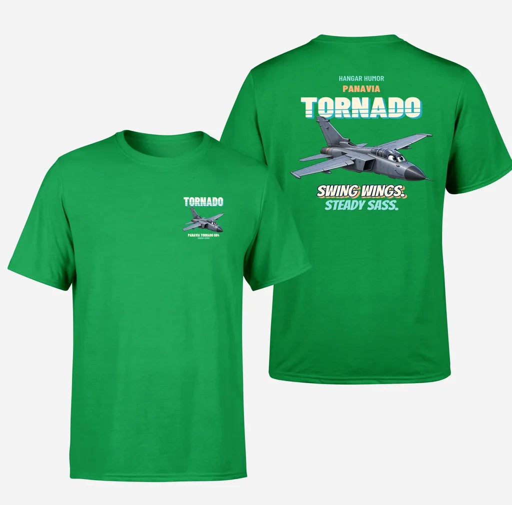 Panavia Tornado GR4 - Swing wings. Steady sass. - Double-Side T-Shirt design on green double side t shirt