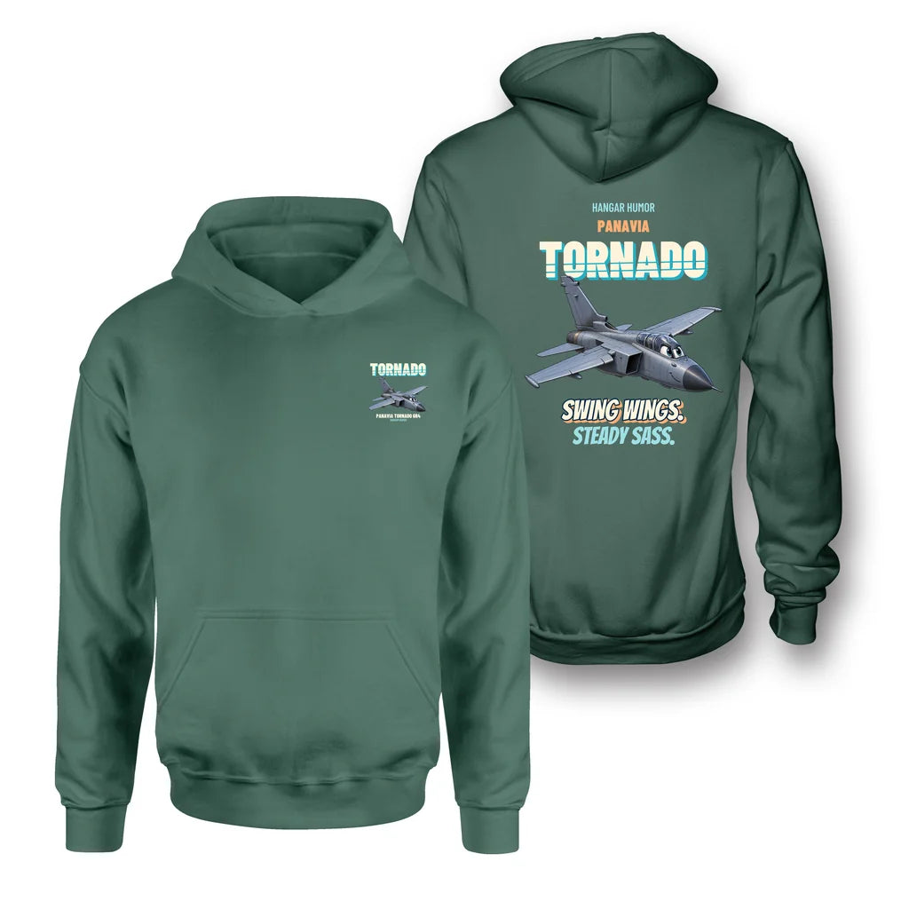 Panavia Tornado GR4 - Swing wings. Steady sass. - Double-Side Hoodie design on green double side hoodie