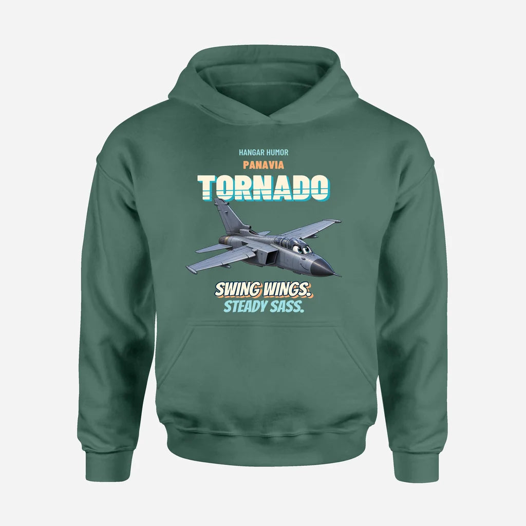 Panavia Tornado GR4 - Swing wings. Steady sass. design on green hoodie single side