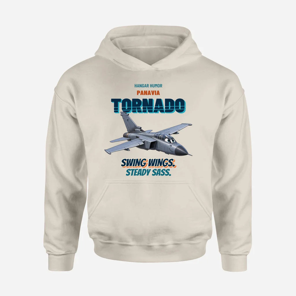 Panavia Tornado GR4 - Swing wings. Steady sass. design on khaki hoodie single side