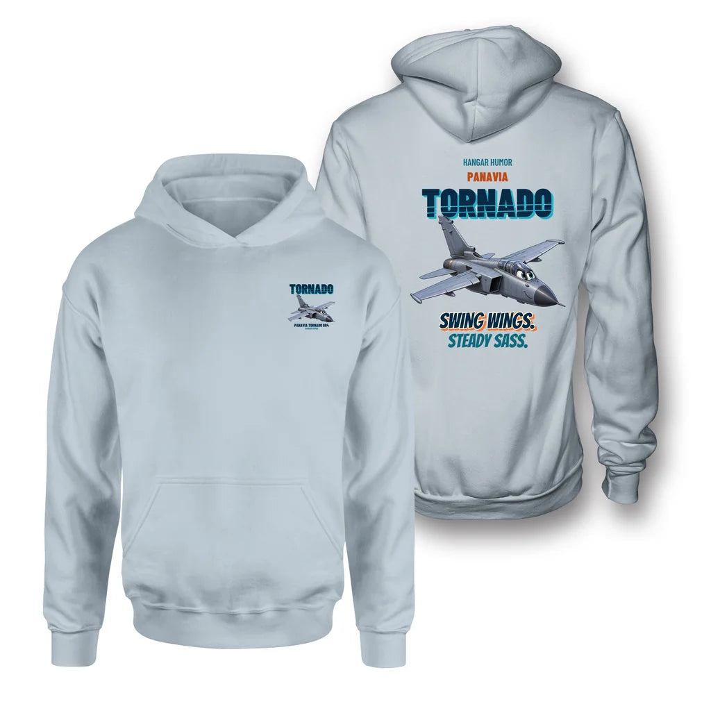Panavia Tornado GR4 - Swing wings. Steady sass. - Double-Side Hoodie design on light blue double side hoodie