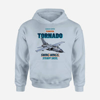Thumbnail for Panavia Tornado GR4 - Swing wings. Steady sass. design on light blue hoodie single side
