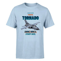 Thumbnail for Panavia Tornado GR4 - Swing wings. Steady sass. - Premium T-Shirt design on lightblue premium t shirt