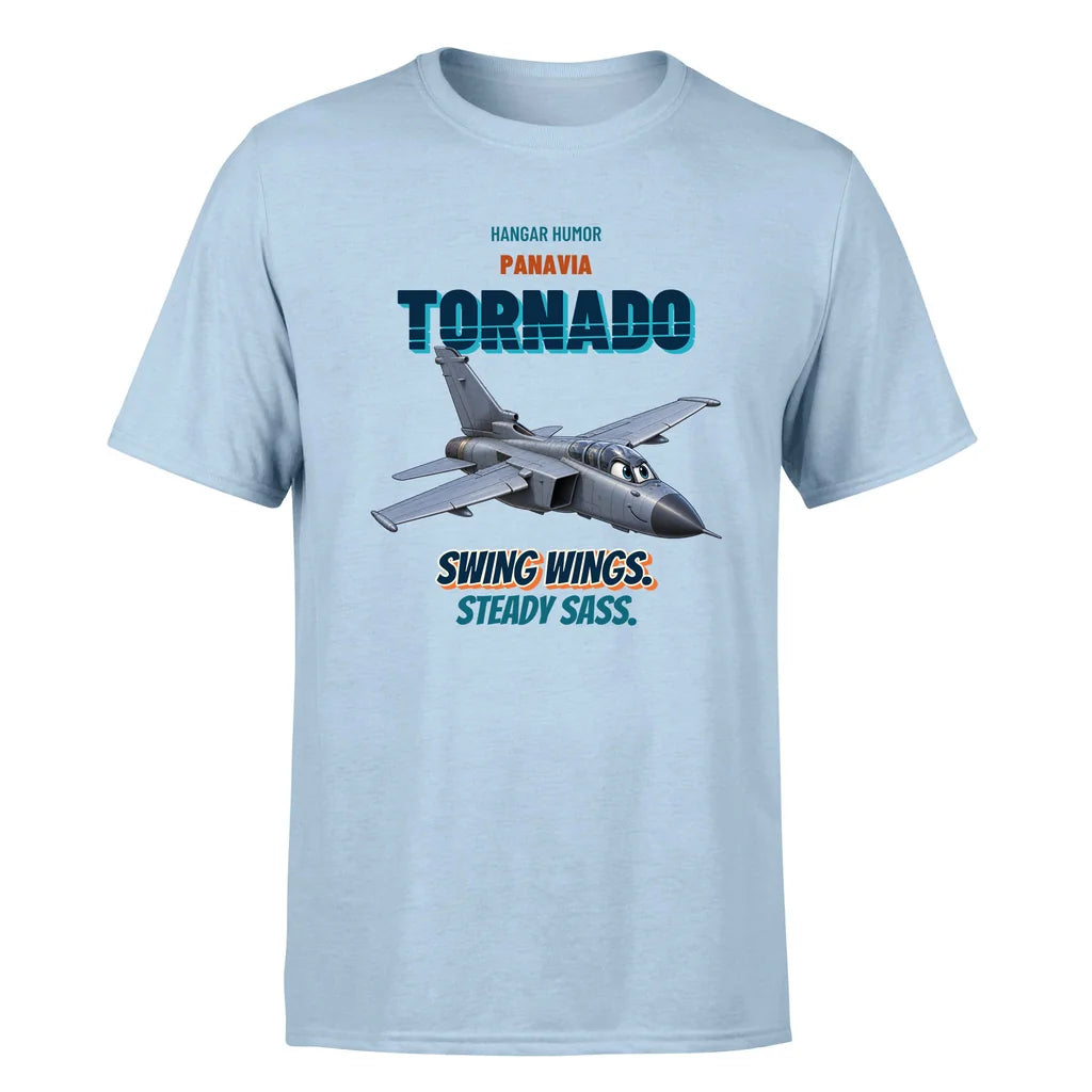 Panavia Tornado GR4 - Swing wings. Steady sass. - Premium T-Shirt design on lightblue premium t shirt