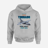 Thumbnail for Panavia Tornado GR4 - Swing wings. Steady sass. design on light gray hoodie single side