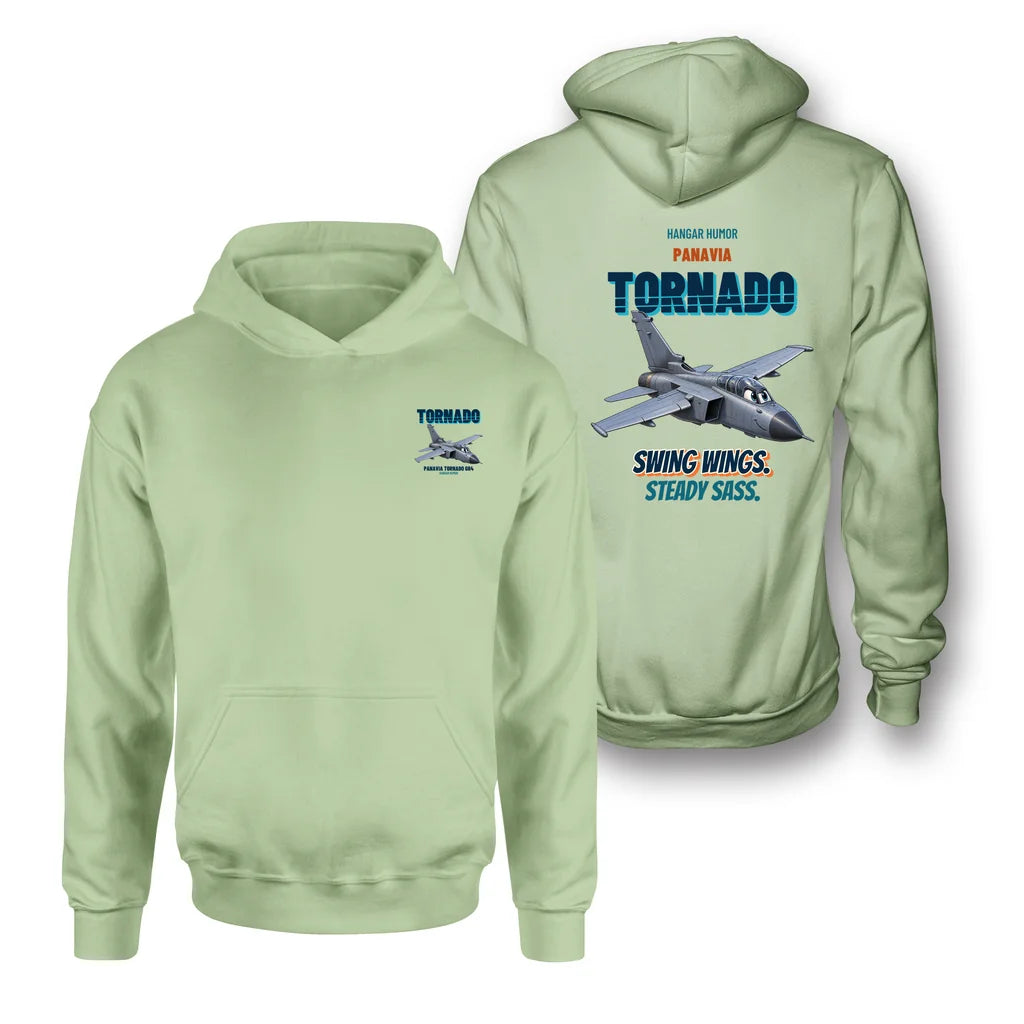 Panavia Tornado GR4 - Swing wings. Steady sass. - Double-Side Hoodie design on light green double side hoodie
