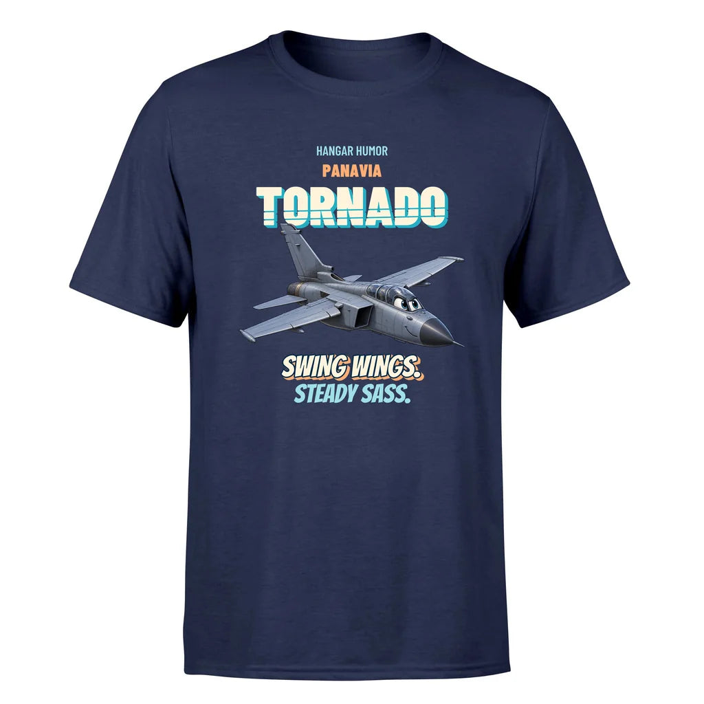 Panavia Tornado GR4 - Swing wings. Steady sass. - Premium T-Shirt design on navyblue premium t shirt