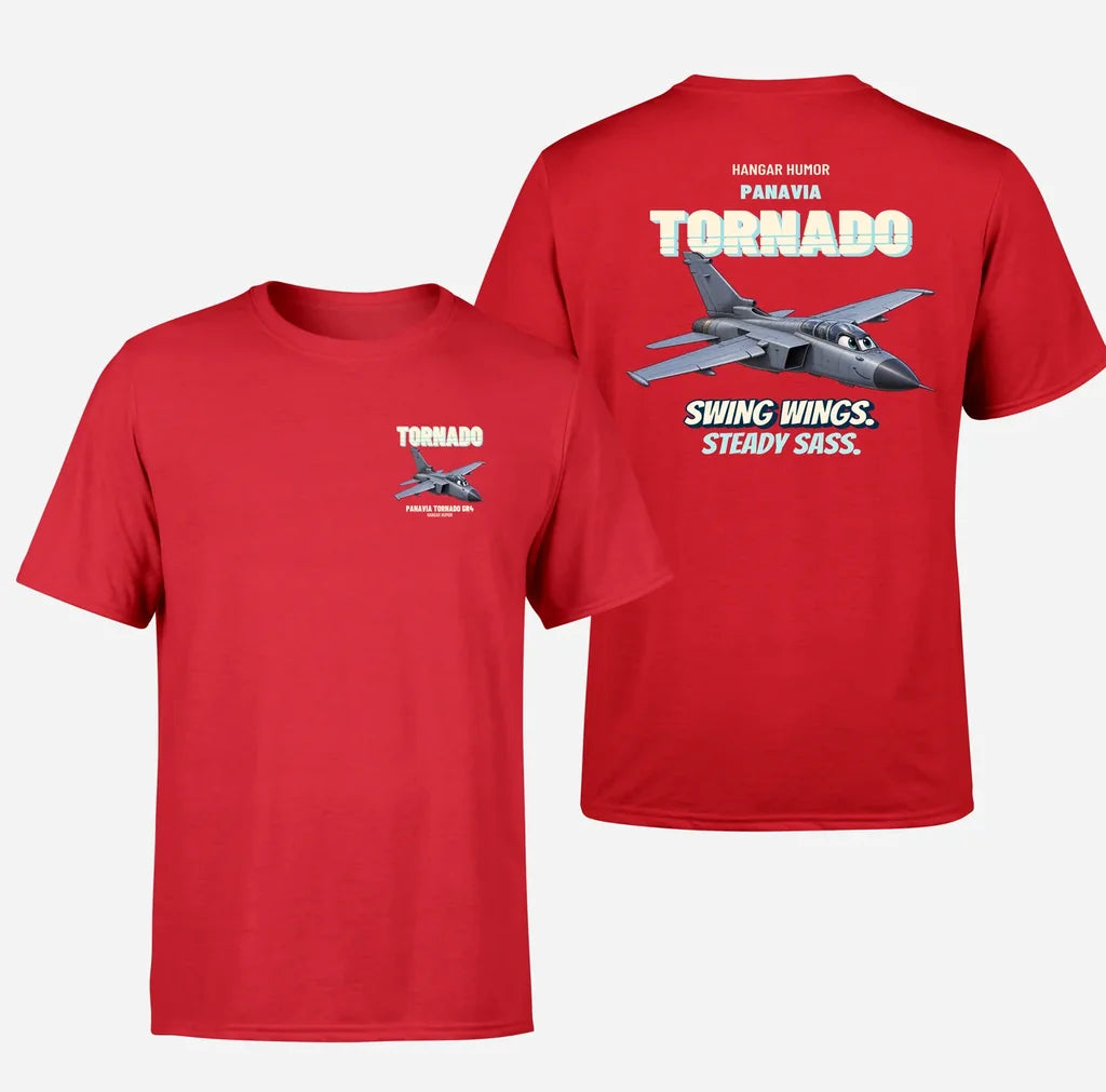 Panavia Tornado GR4 - Swing wings. Steady sass. - Double-Side T-Shirt design on red double side t shirt