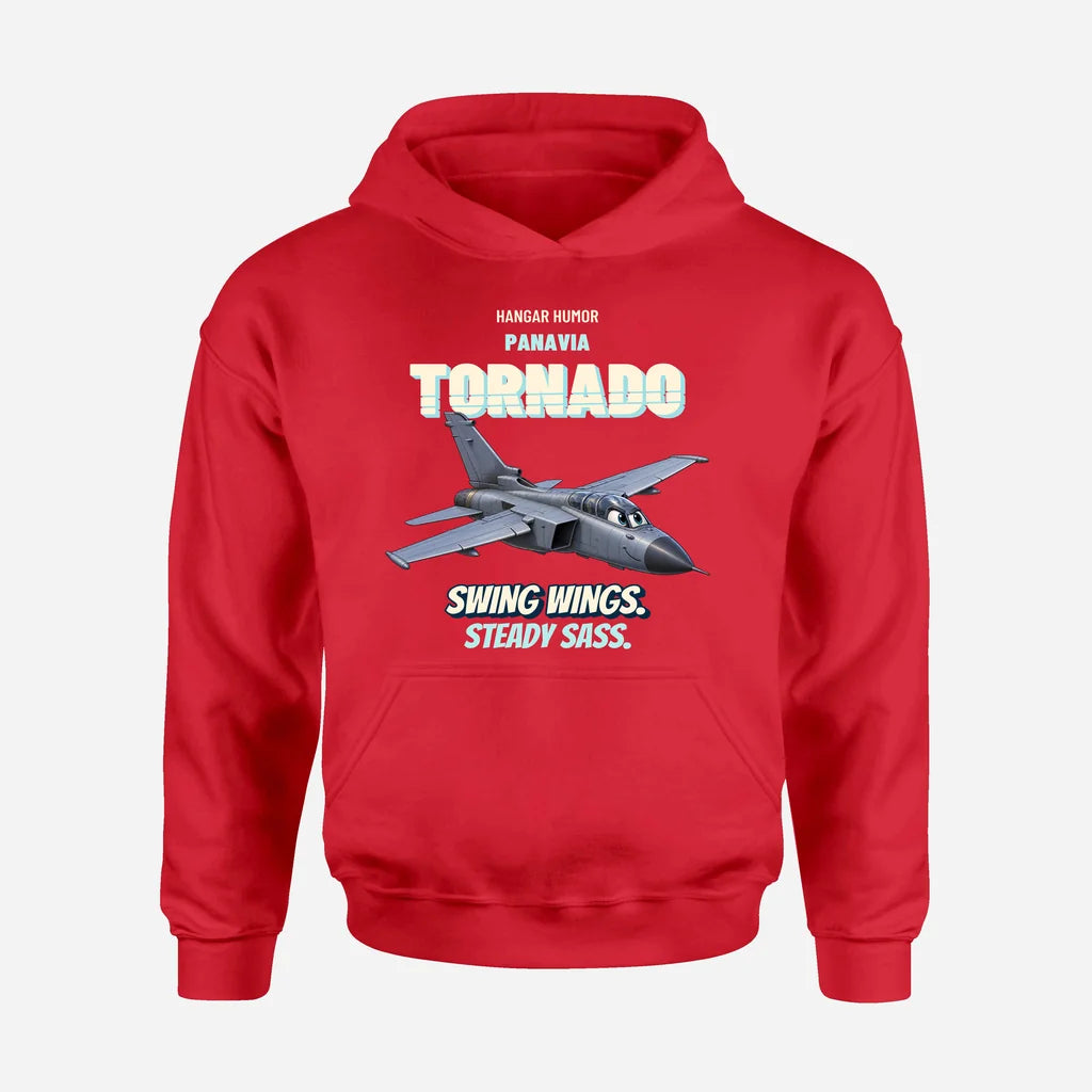 Panavia Tornado GR4 - Swing wings. Steady sass. design on red hoodie single side