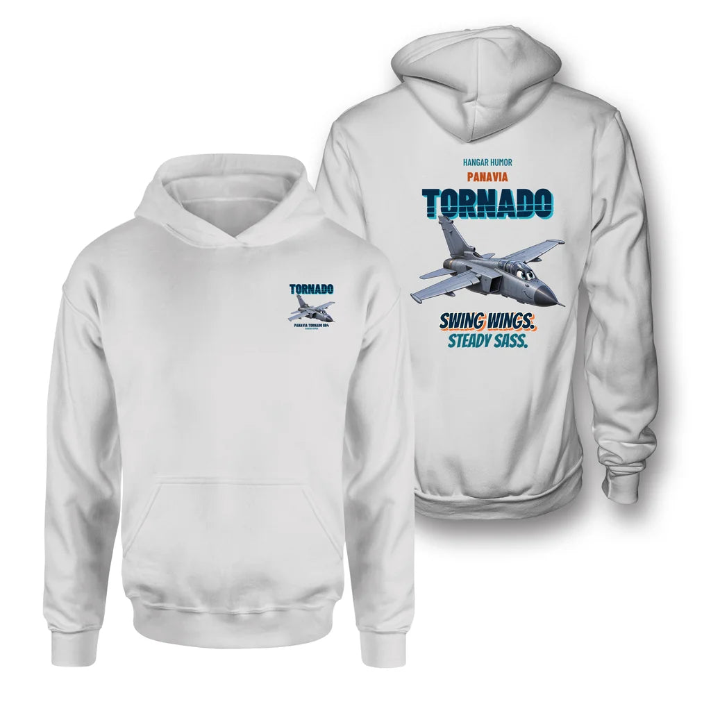Panavia Tornado GR4 - Swing wings. Steady sass. - Double-Side Hoodie design on white double side hoodie
