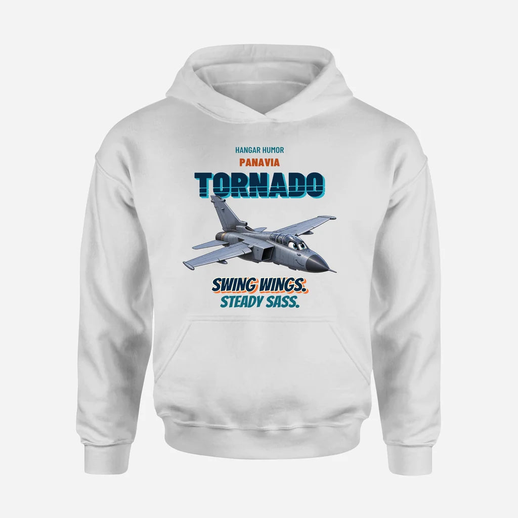 Panavia Tornado GR4 - Swing wings. Steady sass. design on white hoodie single side