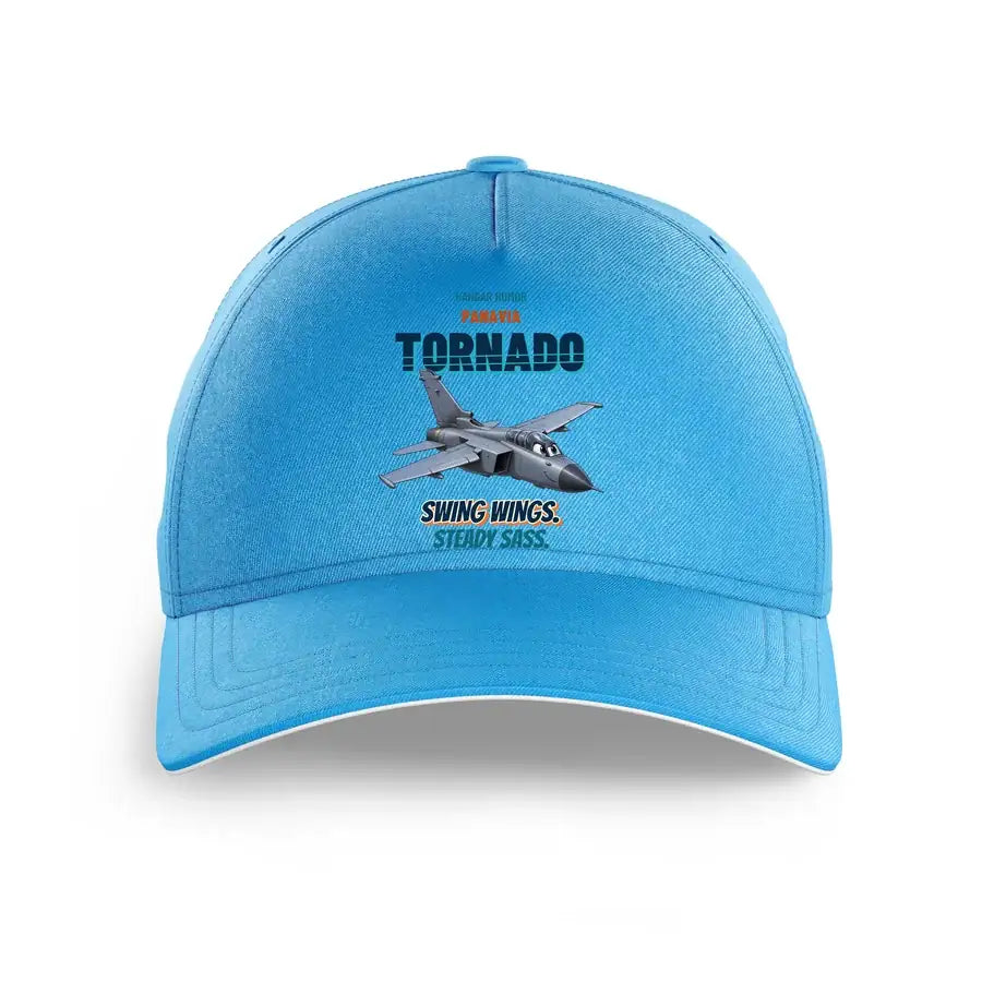 Panavia Tornado GR4 - Swing wings. Steady sass. design on light blue printed hat