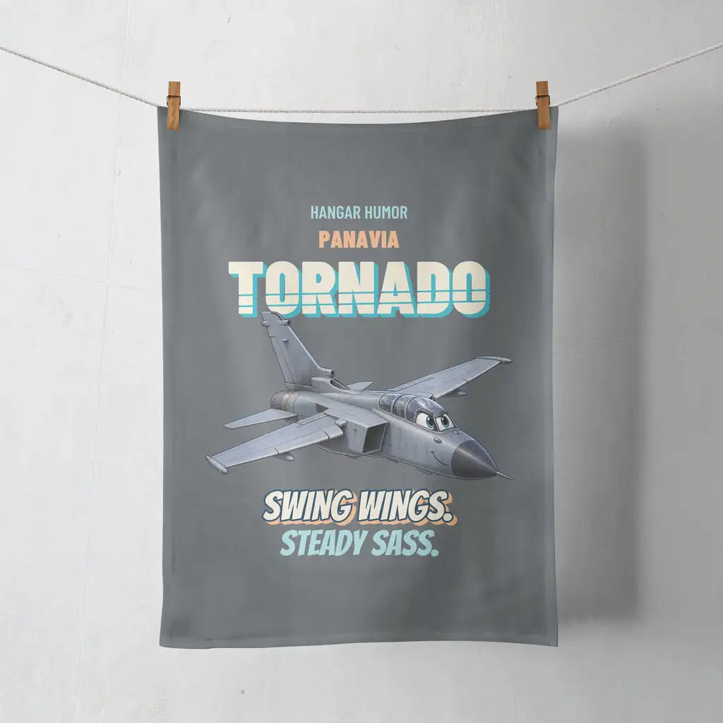 Panavia Tornado GR4 - Swing wings. Steady sass. design on gray towel