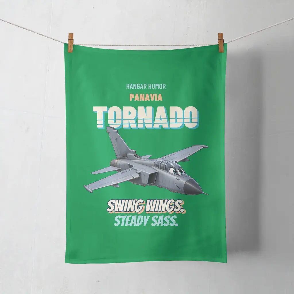Panavia Tornado GR4 - Swing wings. Steady sass. design on green towel